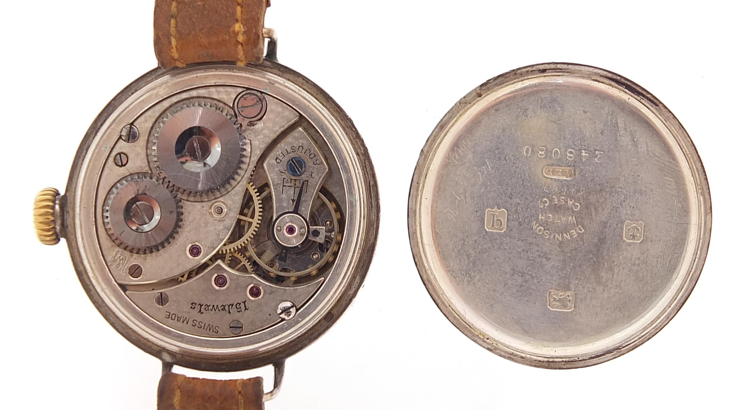 Military interest silver wristwatch with subsidiary dial, 35mm in diameter - Image 5 of 6