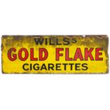 Vintage Wills's Gold Flake Cigarettes enamel advertising sign, 21.5cm high x 61.5cm wide