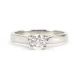 Platinum diamond solitaire ring, approximately 0.40ct, size L, 5.0g