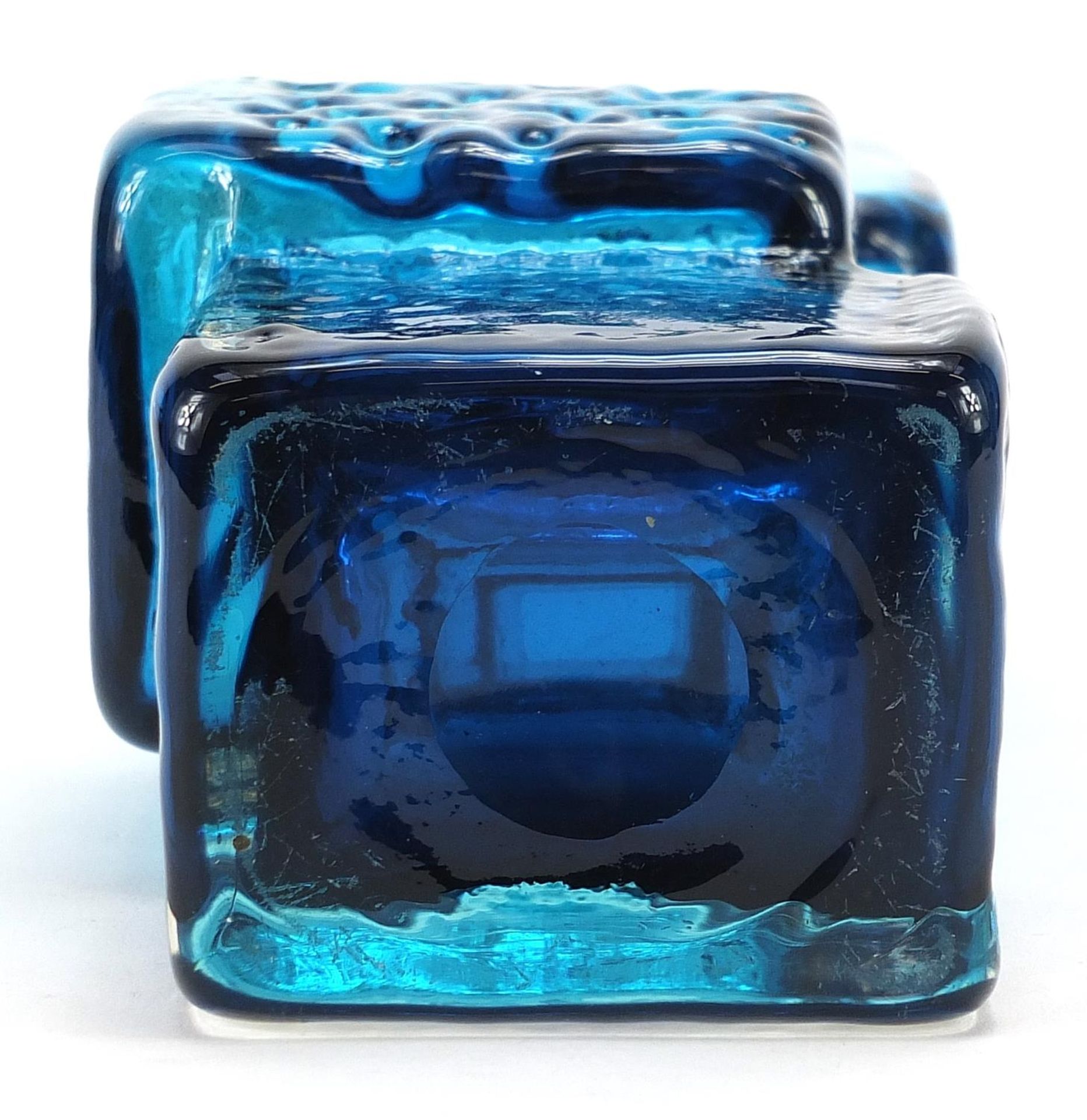 Geoffrey Baxter for Whitefriars, drunken bricklayer glass vase in kingfisher blue, 21cm high - Image 3 of 3