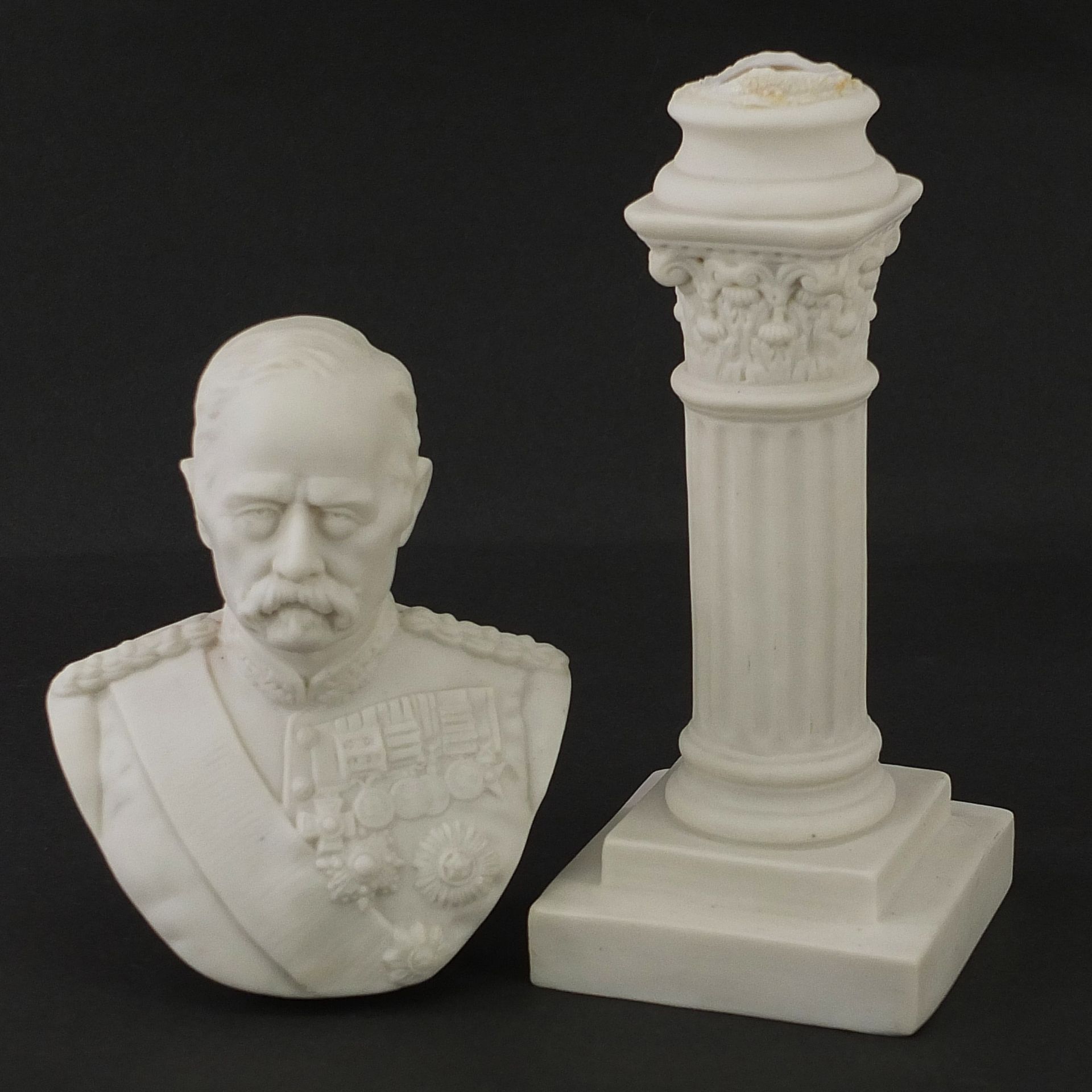 W C Lawton, Victorian parian ware bust of Lord Roberts VC dated January 1900, 26cm high - Image 2 of 5