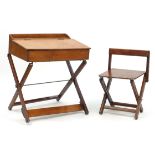 Industrial style child's folding desk with chair, the desk 60cm high