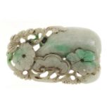 Chinese jade panel carved with fruit, 9cm in length