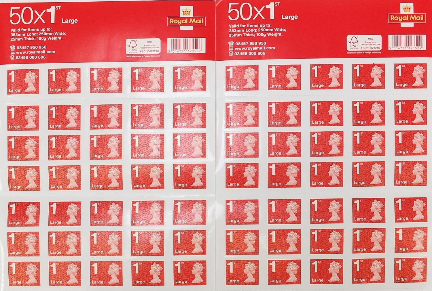 Two sheets of Royal Mail first class large stamps - Image 2 of 3
