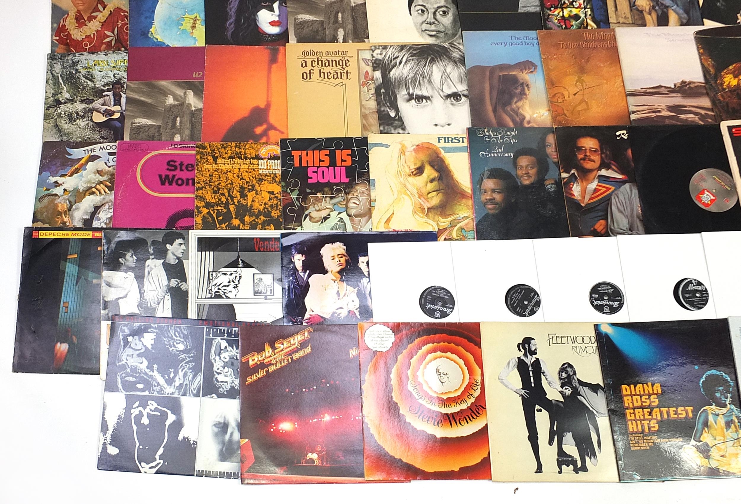 Vinyl LP records including Status Quo, U2, The Moody Blues, Stevie Wonder, The Rolling Stones and - Image 4 of 5