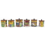 Anita Nyloud for Jie Gantofta, set of six mid century Swedish jars with covers hand painted with