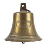 Military interest bronze ship's bell commemorating PS Graf Spee dated 1939 20cm high