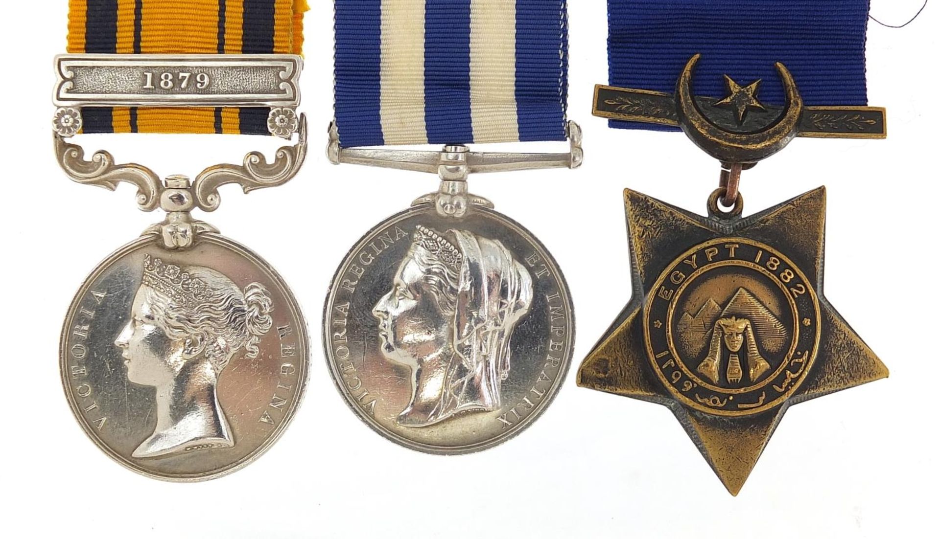 Victorian British military three medal group relating to Private W Smith 1st Battalion Royal