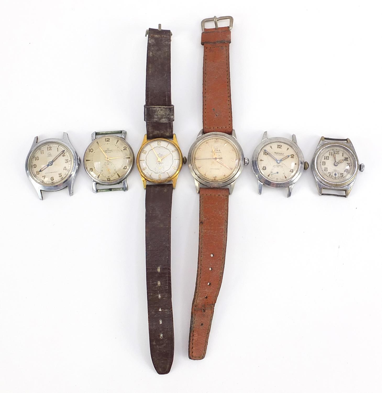 Six vintage gentlemen's wristwatches including Cyma automatic, Rotary and Smiths - Image 4 of 5