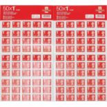 Two sheets of Royal Mail first class large stamps