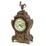 19th century French boulle work bracket clock with circular enamelled dial having Roman and Arabic