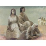 Christine Nisbet - Three figures, oil on canvas, unframed, 101cm x 76cm PROVENANCE: Purchased