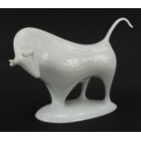 Karlovarsky, Czech porcelain model of a stylised bull, 18.5cm in length