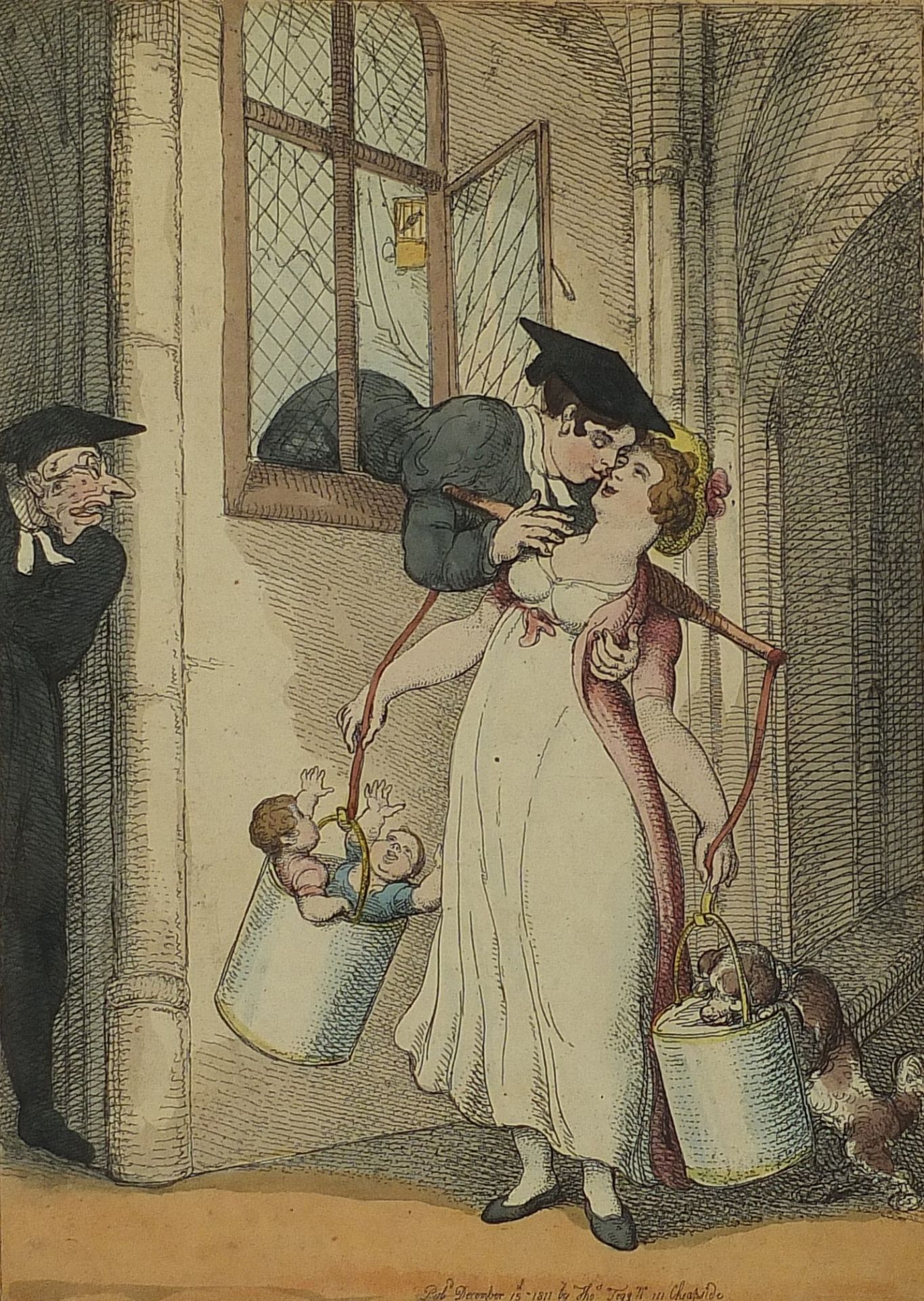 After Thomas Rowlandson - A Councillor and a Milksop, two early 19th century satirical prints in - Image 6 of 9