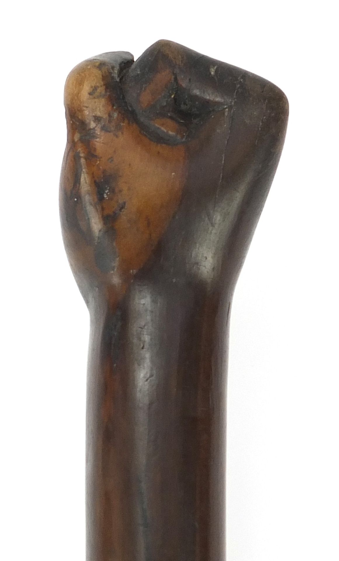 African Tribal interest hardwood club with carved clenched fist, possibly lignum vitae. 53.5cm in - Image 4 of 10