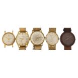 Five vintage gentlemen's wristwatches comprising Avia, Swiss Watch Corporation, Oris, Aristo and