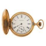 Waltham gold plated full hunter pocket watch, the movement numbered 14569714, 40mm in diameter