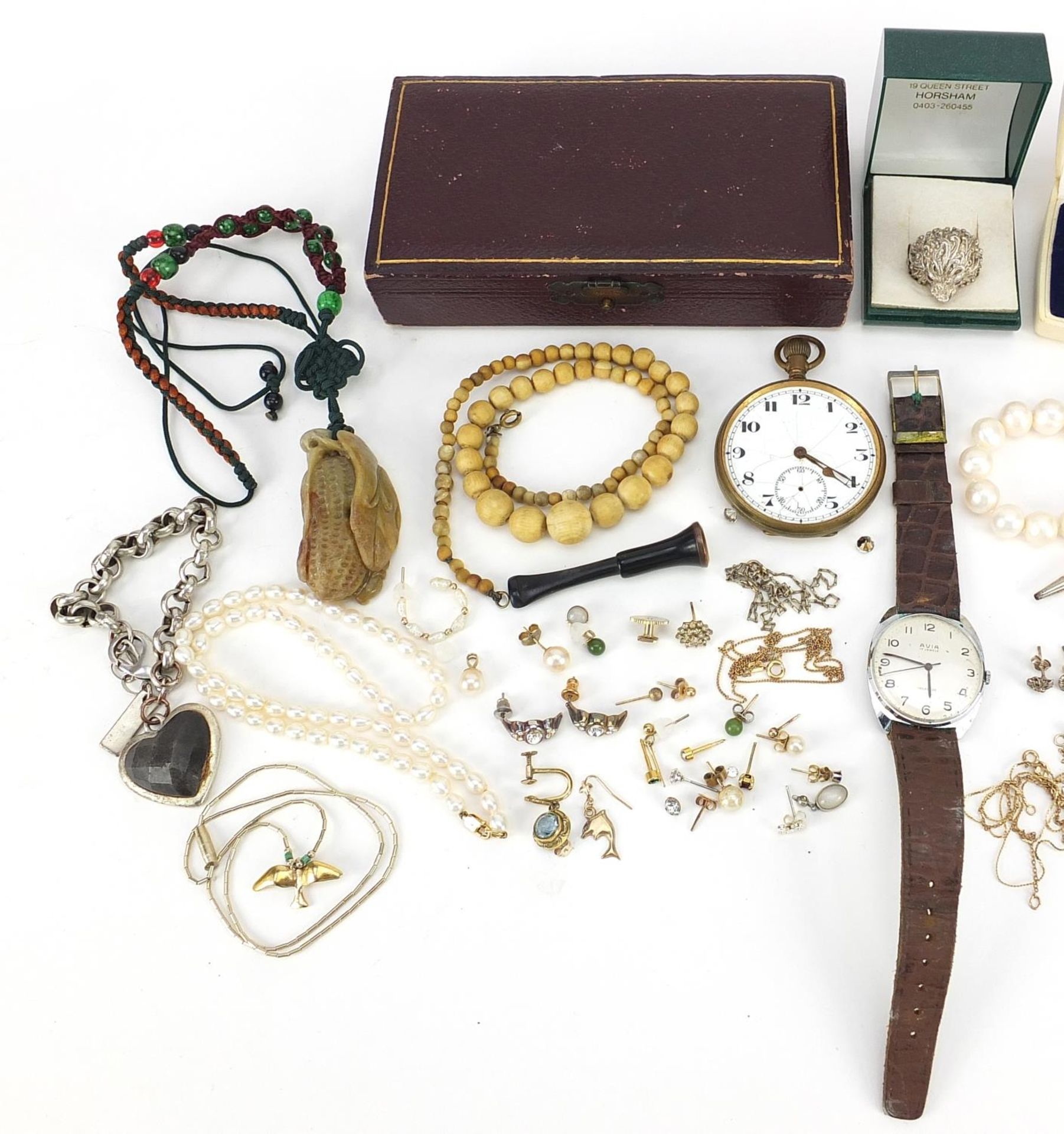 Vintage and later jewellery and watches including cultured pearls, earrings, silver rings and - Image 2 of 3