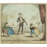 After George Cruikshank - The Dancing Lesson, early 19th century print in colour, published December