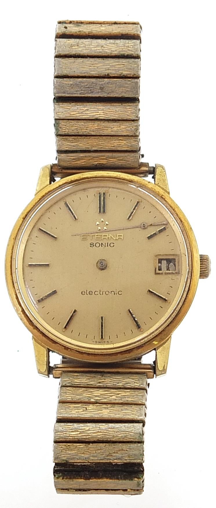 Eterna, vintage gentlemen's Eterna Sonic electronic wristwatch with date aperture, 35mm in diameter - Image 2 of 4