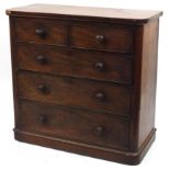 Victorian mahogany five drawer chest, 101.5cm H x 106cm W x 51cm D