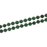 Malachite polished bead necklace, 82cm in length
