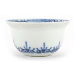 Chinese blue and white porcelain tea bowl hand painted with flowers, character marks to the base,