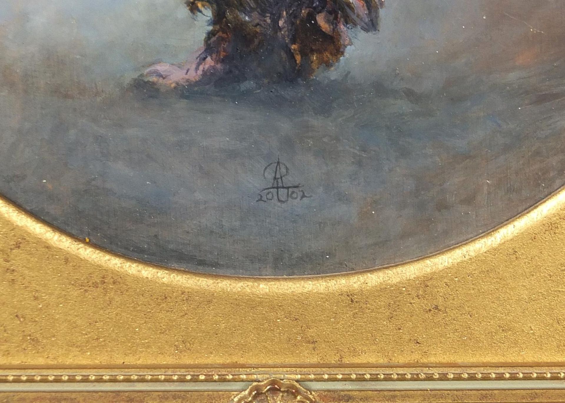 R Anne Upson - Cockerels, pair of monogrammed and dated Victorian style circular oils, one with - Image 3 of 10