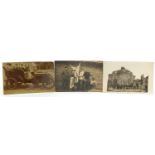 Three black and white photographic postcards including Catford Police Station