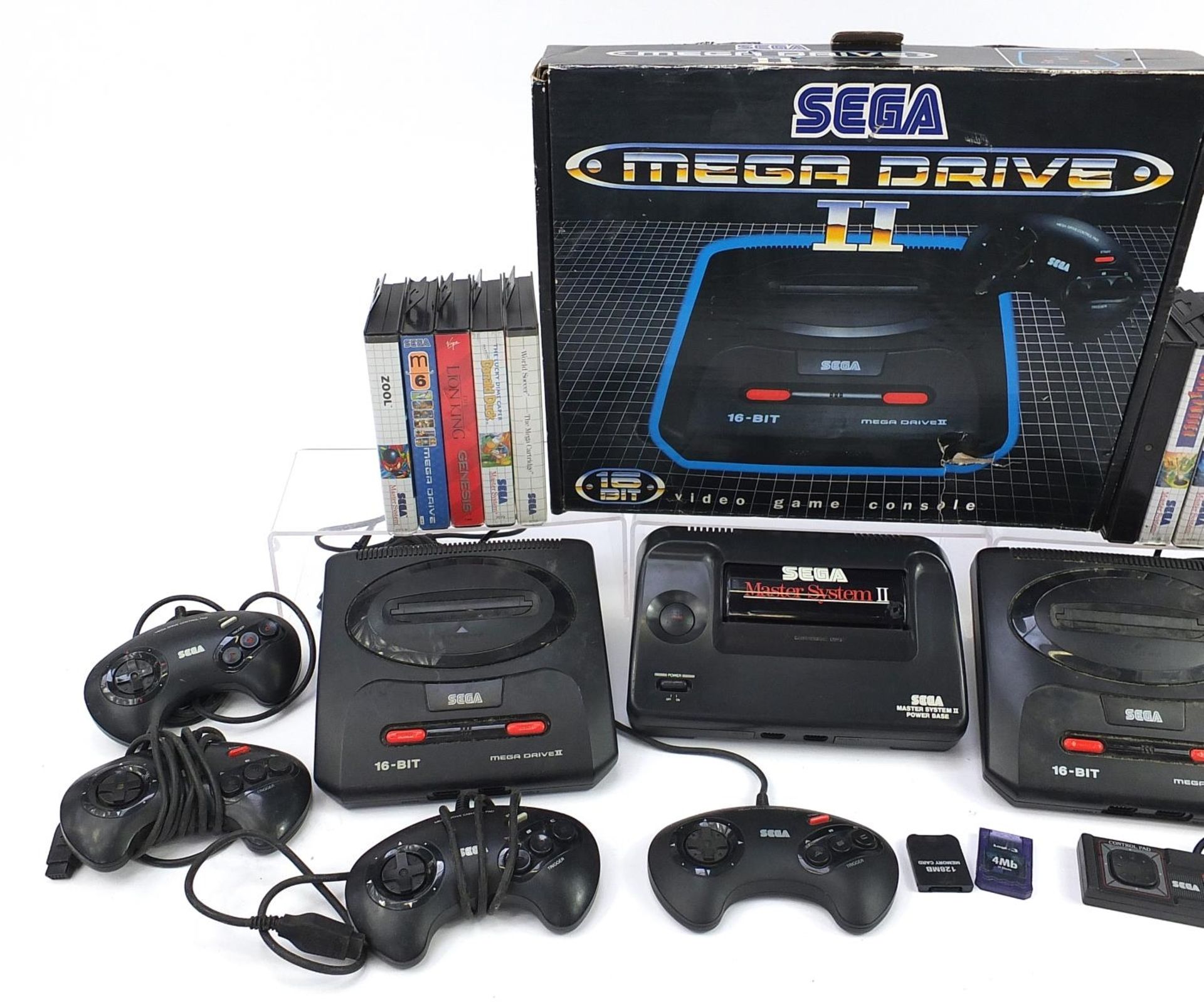 Two Sega Mega Drive II games consoles and a Sega Master System II powerbase with accessories and a - Image 2 of 3