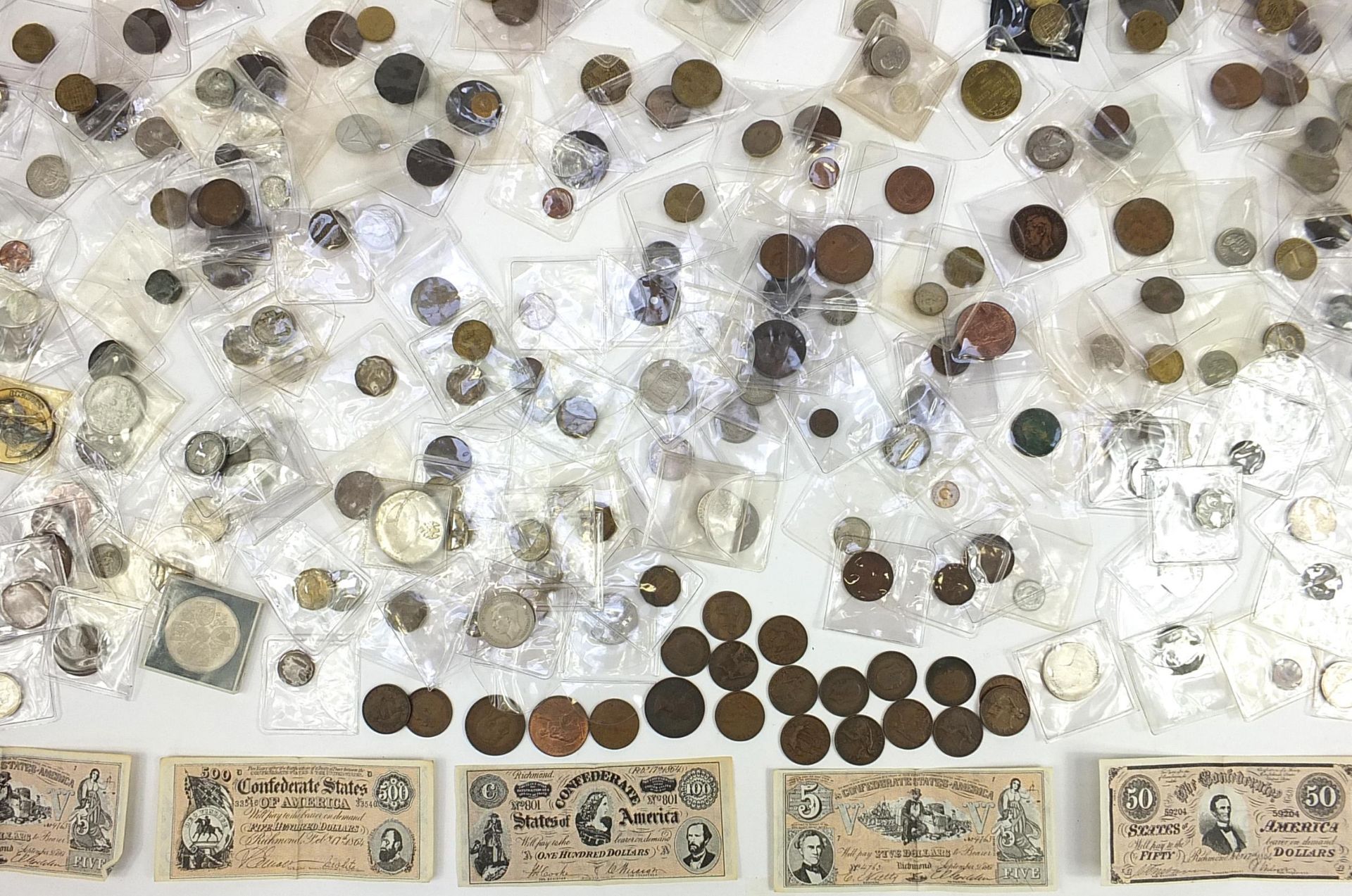 Collection of British and world pre decimal coins and banknotes, some silver - Image 9 of 10