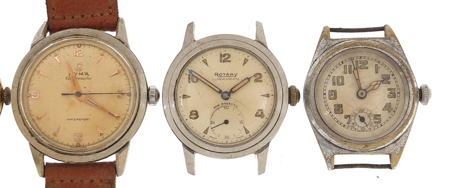 Six vintage gentlemen's wristwatches including Cyma automatic, Rotary and Smiths - Image 3 of 5