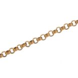 9ct gold Belcher link bracelet, 18.5cm in length, 1.8g