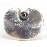 Georg Jensen, Danish 925S silver lily pad and hematite bead ring, numbered 351, size L, 17.1g
