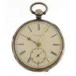 Joseph Blanchard, gentlemen's silver open face pocket watch, the fusee movement numbered 14585, 52mm