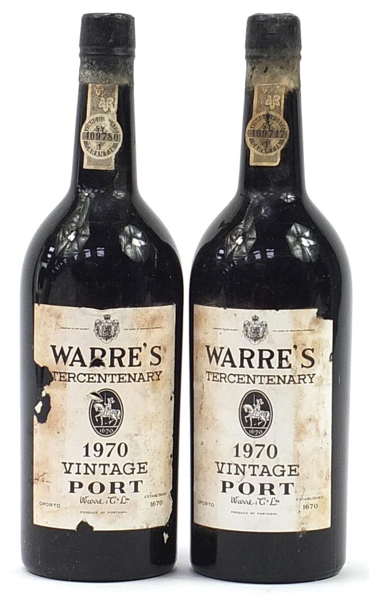 Two bottles of Warre's 1970 Tercentenary vintage port