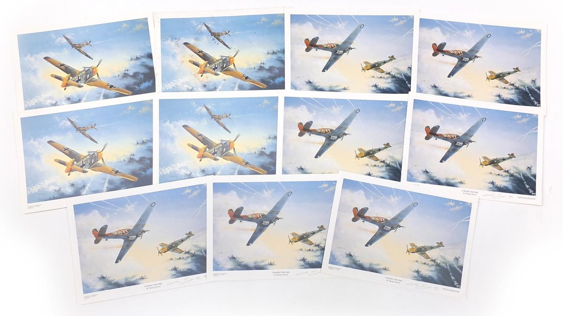 Thomas Gower - Aviation aircrafts, set of eleven pencil signed limited edition prints, each 32cm x