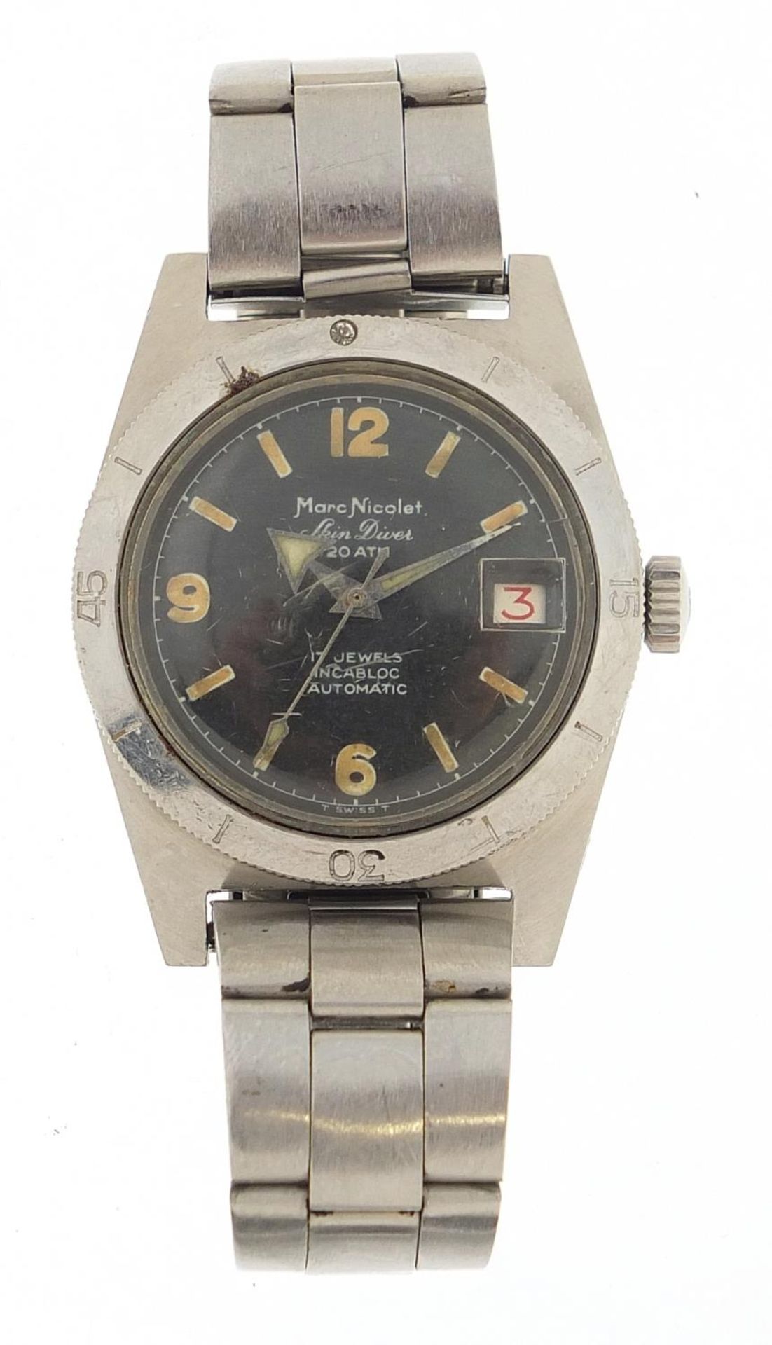 Marc Nicolet, gentlemen's Skin Diver automatic wristwatch with date aperture, 35mm in diameter - Image 2 of 5
