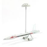 Retro space rocket light fitting with glass mounts, 58cm in length