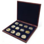 Set of twelve World War II proof commemorative coins by The Windsor Mint with box and certificate