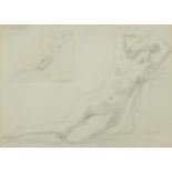 Nude female studies, pencil drawing, mounted, framed and glazed, 42cm x 33cm excluding the mount and