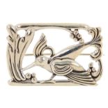 Sterling silver bird brooch, 3.8cm wide, 10.0g