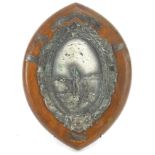 Early 20th century scouting interest Outer Patrol Challenge oak and silver plated shield impressed