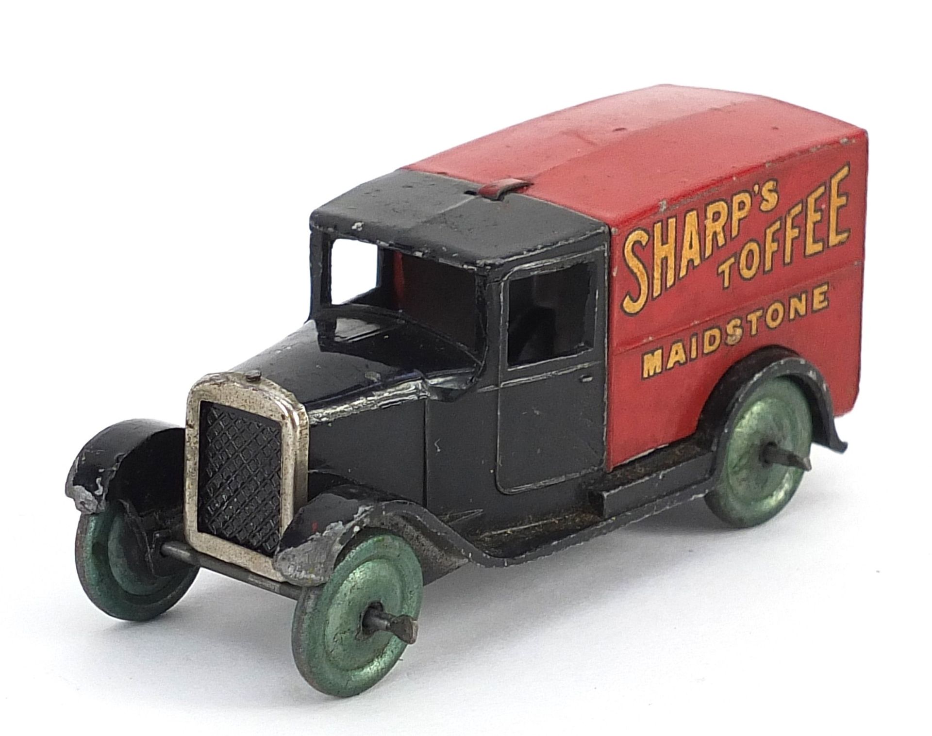 Early Dinky diecast box van advertising Sharp's Toffee of Maidstone, 8.5cm length