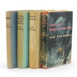 Four Ian Fleming hardback books comprising The Spy Who Loved Me with dust jacket, Goldfinger, On Her