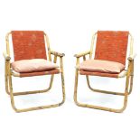 Pair of vintage folding bamboo chairs, 86cm high