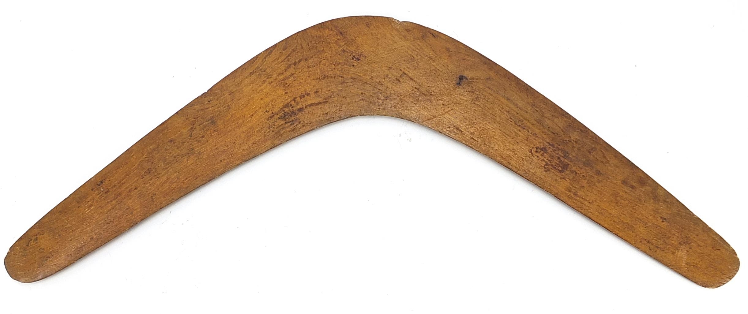 Australian Aboroginal wooden boomerang carved with animals, 57cm in length - Image 2 of 2