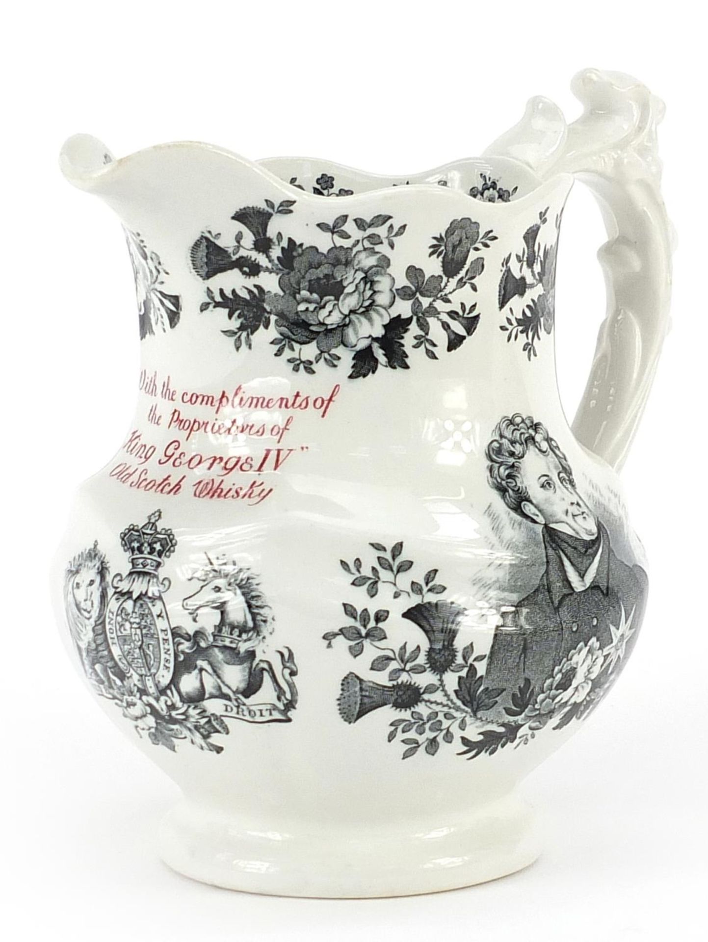 Royal Doulton, commemorative whiskey jug commemoration King George IV, 14.5cm high