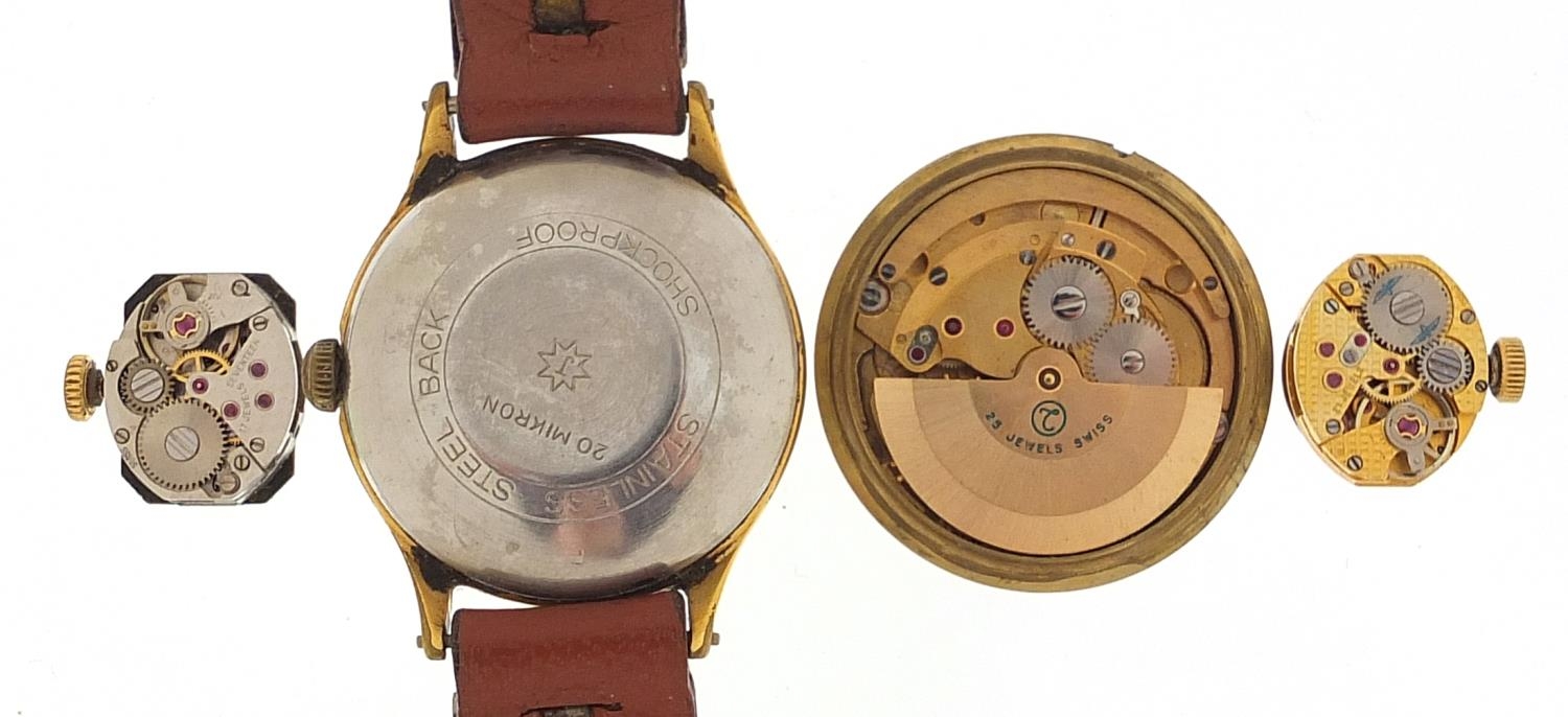 Vintage Junghans wristwatch and three watch movements comprising Majex, Rotary and Carronade - Image 5 of 5