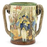 Large Nelson interest Royal Doulton commemorative twin handled loving cup designed by Harry